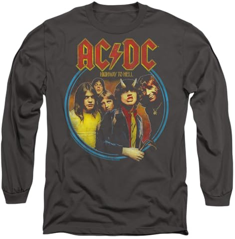 ACDC Highway to Hell Mens Long Sleeve T Shirt, Charcoal, Large