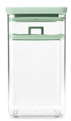 Brabantia Tasty+ Fermentation Jar | 1.6L Glass Pickling Container with Silicone Seal & Pressing Disk | Kimchi & Sauerkraut Jar | Jade Green