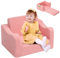 Kidirect Kindersofa Ausklappbar 2 in 1, Kinder Sofa Kinderzimmer aus Teddy mit Schaumstoff, Kindercouch Kindersofa mit 8cm dicken Armlehnen, Sofa Kinder für Kuschelecke Kinderzimmer, Teddy-Stoff Rosa