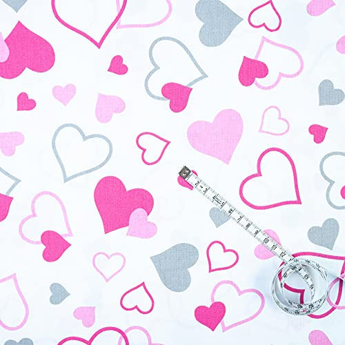 Fabreco - 100% Premium Baumwollstoff Meterware 200x160cm - rosa Herzen Love | 220 g/lfm – Weich, langlebig & hautfreundlich | Stoffe Zum Nähen & Dekoration | Stoff Meterware - Fabric