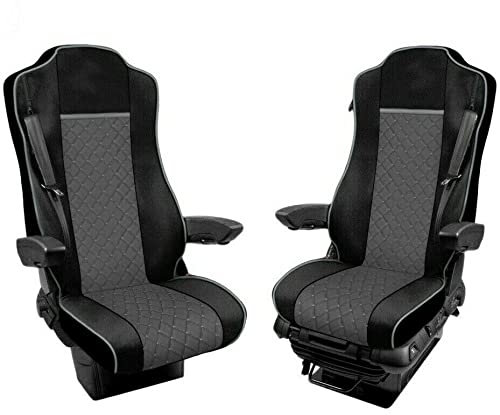 Generisch Satz Sitzbezüge Für LKW Actros MP4 MP5 Öko-Leder 1+1 LKW Sitzauflagen Schonbezüge (Grau)