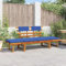 Utiny Gartenbank mit Auflagen 2-in-1 190 cm Blau Massivholz Akazie