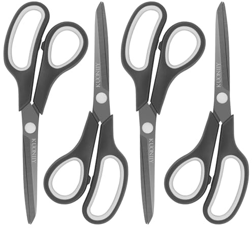 KUONIIY Schere Ultra scharfe Titanbeschichtung, weiche Komfortgriffe, Mehrzweckschere, 21,3 cm, 4 Stück