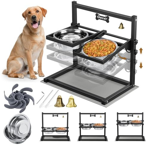 Gamelle Chien Surelevee, Porte Gamelle Chien 3 Hauteur Réglable Angle Réglable, Alimentation Lente