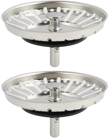 2PCS Upgraded Kitchen Sink Plug Strainer, Hole Diameter 84mm, Durable Stainless Steel Drain Stopper for Food and Hair Catcher - Replacement Sink Plug for Uk Sinks
