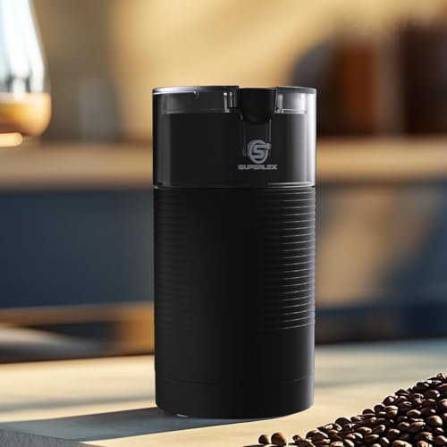 SUPERLEX Kaffeemühle Elektrisch 150W Gewürzmühle Mit Edelstahlklingen Kompakter Coffee Grinder Für Kaffee Bohnen Nüsse Samen Kräuter Einfach Zu Reinigen Ideal Für Zuhause Büro Und Kaffeeliebhaber