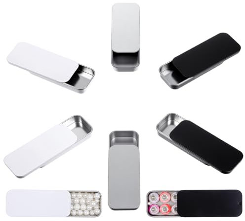 Hpmjz 6 Stück Metalldosen mit Schiebedeckel Rostfrei Metalldöschen Kleinen Blechdosen matte tragbare Boxbehälter 3,15 x 1,34 x 0,47 Zoll, für Zuhause Sügigkeiten und Kleinen Gegenständen