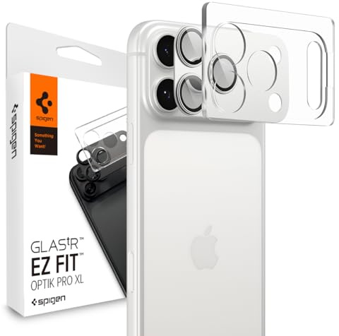 Spigen Optik Pro XL [1 Pack] Camera Lens Protector for iPhone 17 Pro Max | Silver, 9H Hardness Tempered Glass, Full Module Coverage, Precise Lens Cutouts, Flash-Safe, Crystal Clear