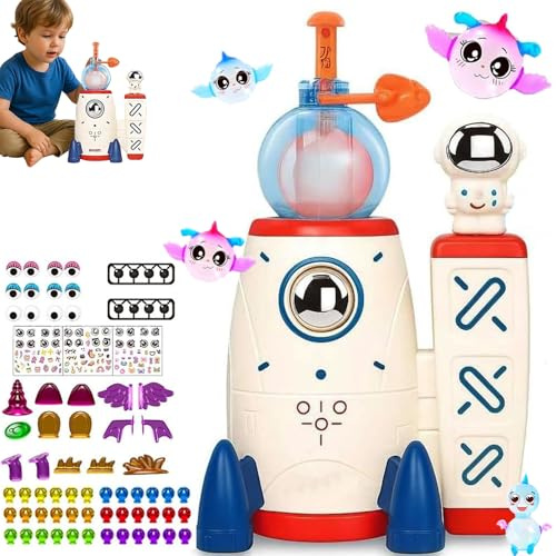 170 Pcs Diy Balloon Space Rocket Kit,DIY Ballon Raumrakete Kit, Aufkleber Dekorierte Ballons Spielzeug,Make Your Own Luftballons-Nano-Klebeband-Blasen-Sets,Geschenke Für Kindergeburtstag-1set