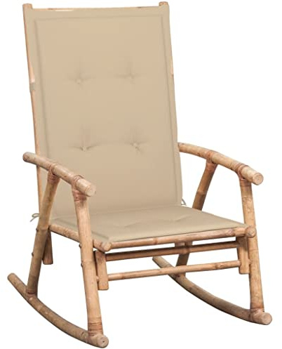 Frdhee Garten Stühle Outdoor Sessel, Schaukelstuhl mit Auflage Bambus Stühle Für Balkon für Garten, Wohnzimmer, Hof, Terrasse und Balkon