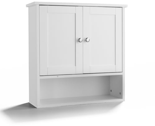 LEADZM Hängeschrank, Wandschrank mit Einer Tür | Badschrank, Küchenschrank, Medizinschrank, 60 x 20 x 60 cm (Stil 2, Weiß)
