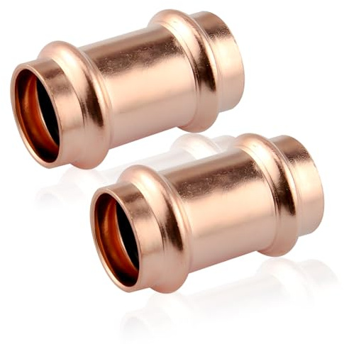 2 Stück Kupfer Pressfitting, 18mm Pressfitting Muffe, Muffe Kupplung | Kupfer Schiebemuffe Für Rohr-Aussendurchmesser 18mm, Für Trinkwasser & Heizungsanlagen, zum Verpressen V Kontur