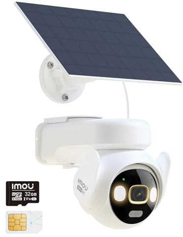 Imou 4K/8MP 4G Telecamera Wi-Fi Esterno Senza Fili, SIM Card & 32GB，IP66 | 8W Pannello Solare, 15000mAh Batteria, AOV Registrazione 24/7, Rilevamento Persone/Animali/Veicoli, Visione Notturna a Colori