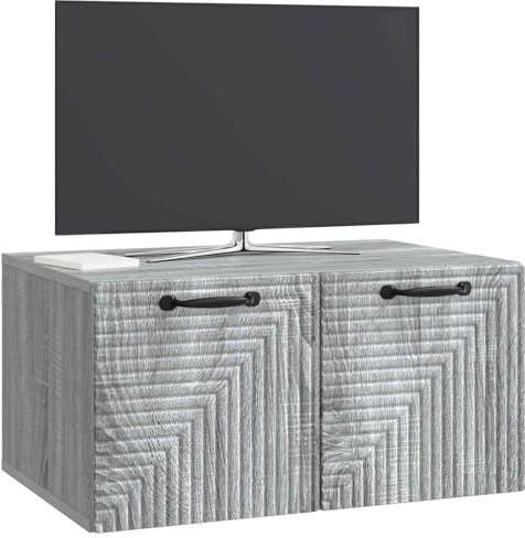 vidaXL Wandmontierter TV-Schrank Graues Sonoma 59,5 x 41 x 30 cm, Wohnzimmer, moderner rechteckiger Stauraum, wandmontierte Medienkonsole, platzsparendes Möbel für Dein Zuhause