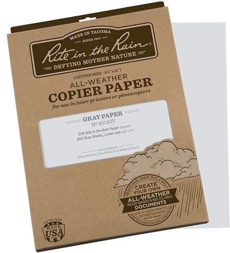Rite in the Rain Wetterfestes Kopierpapier, 21,6 x 27,9 cm, 20# Grau, 200 Blatt (Nr. 8511GY)