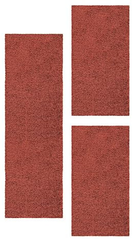 HomebyHome Bettumrandung Schlafzimmer 3 teilig Teppich Terrakotta - Waschbarer Bettumrandung Teppich Läufer Set Extra Flauschig Bettvorleger Schlafzimmer Bettset:2 St. 80x150 cm | 1 St. 80x250 cm