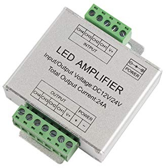 Aexit DC12-24V Aluminio Shell RGBW Amplificador LED (model: K7161IIIVII-1226LP) Luz Controlador Plata