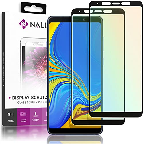 NALIA 2-Pack Display-Schutzglas kompatibel mit Samsung Galaxy A8 (2018), Handy Bildschirm Glas Abdeckung, Dünne Schutz-Folie, Smart-Phone TPU Screen Protector - Kristall-Klar Transparent (schwarz)