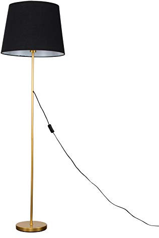 MiniSun | Modern Gold Metal Floor Lamp with a Black Tapered Shade | Floor Lamps & Torchieres, Home Décor & Improvement Essential | Includes Bulb [3000K Warm White]