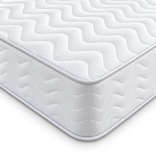 Starlight Beds Tempo Small Double Mattress, White, 4ft x 6ft3 | Coil Spring, Memory Foam Layer, 8 Inch Deep, Soft Comfort, Rolled & Boxed, UK Manufacturer, 120x190x20cm