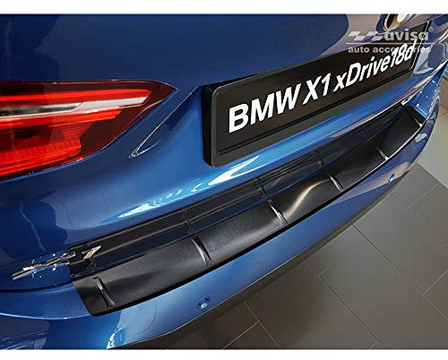 Avisa Schwarz Edelstahl Heckstoßstangenschutz kompatibel mit BMW X1 II F48 M-Paket 2015-2022 'Ribs'