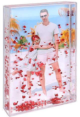 draxdlche Glitzer-Bilderrahmen, flüssig, beste Freunde, Acryl, schwimmendes Wasser, personalisierbar, Schneekugel, Fotorahmen, niedliches Familienpaar, individuelles Geschenk