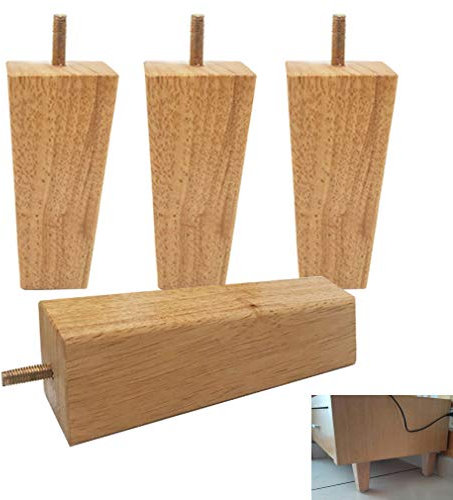 4pcs Wood Sofa Legs,Reliable Wooden Furniture Legs,Square Tapered Cabinets Legs,M8 Bolts Sofa Feets Replacement Legs,for Armchair,Cabinet,Dresser,Sofa,Coffee Table,TV Cabinet(18cm/7in)