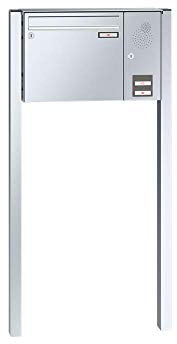 RENZ/Basic B/Freistehende Briefkastenanlage Standbriefkasten / V4A-Edelstahl/Volumen 17 L/zum Einbetonieren/Sprechsieb rechts/Dein-Briefkasten.de