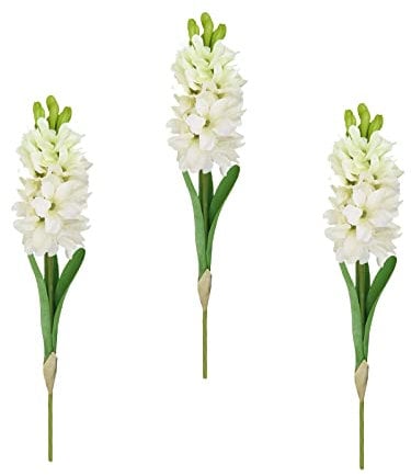 BELUAPI 3PCS Artificial Silk Hyacinth Flowers,19in Fake Hyacinth Narcissus Flowers Long Stem Hyacinth Flowers Bouquet,Faux Antirrhinum Snapdragon Flowers for Home Garden Wedding Table Vase Decoration