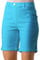 Roman Originals Stretch Shorts for Women UK Ladies Pull On Turned Hem Cut Off Bengaline Mom Boyfriend Boy Denim Casual Cropped Pants Capri Slim Fit Turn Up Summer Crops Mother - Turquoise - Size 10