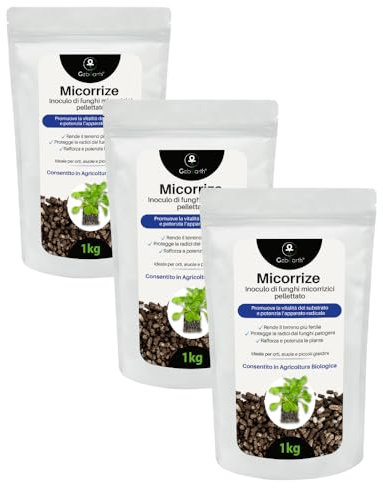 GebEarth® | Micorrize Naturali per Piante e Orto 3 Kg | Inoculo di Funghi Micorrizici che Stimolano le Radici, Proteggono e Rivitalizzano il Terreno | Con Trichoderma e Batteri Benefici.