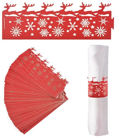 URROMA Weihnachten Rentier Serviettenringe, 50 Pcs Weihnachten Rotwild Serviettenschnalle für Weihnachten Mittagessen Thanksgiving Party Urlaub Hochzeit Tischdekoration