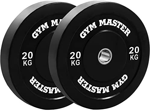 GYM MASTER Pair of 2 Coloured Rubber Bumper Plates for Olympic Barbell Weight Lifting