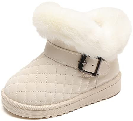 Maeau Stivali da neve impermeabili per neonati, ragazze e ragazzi, in pelle, con calda imbottitura, per bambini, ragazze e ragazzi, stivali invernali antiscivolo, spessi, 19-30 EU, 01 bianco, 23 EU