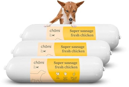 Chōmi Dog Super Sausage Fresh Hundefutter | Nassfutter Für Hunde | Gemüsewurst für Hunde | Adult | Getreide- und konservierungsmittelfrei | Mit Seetang | Barf (400 x 8g, Chicken)