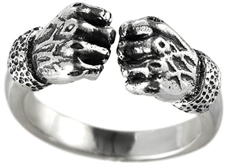 Ayoiow Freundschaftsring 925 Silber, Ring Verstellbar Echt Faust Ringe Silber