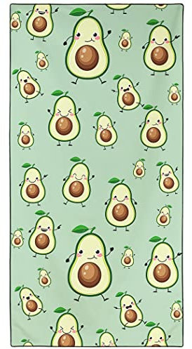 Violetpos Schnell Trocknende und Leichte Strand Handtücher Strandtuch groß 90x180 cm Schnelltrocknendes Mikrofaser Bedrucktes mit Lustig Obst Avocado Grün