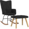 vidaXL Schaukelstuhl mit Hocker Schaukelsessel Schwingsessel Relaxstuhl Relaxsessel Ruhesessel Sessel Lounge Wohnzimmerstuhl Stoff Schwarz