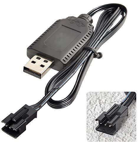 Aliwisdom Smart Universal RC Charger Cable with SM-3P Connector Plug for 7.4V 2S Lipo Battery, Compatible with RC Car, Boat, Plane, Drone, Tank, Helicopter and Other Remote Control Toys