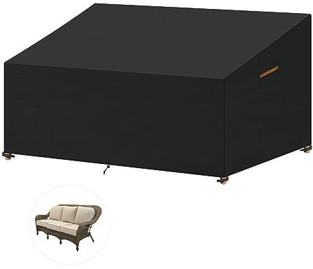 SanGlory Housse de Canapé Exterieur 2-3 Places Housse Banc de Jardin Imperméable Bâche pour Mobilier de Jardin Anti UV Housse de protection pour Canapé Palettes, 180x99x61/89cm