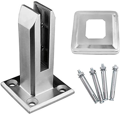 Aoguaro Abrazadera de valla de vidrio de acero inoxidable para valla de piscina de vidrio de 10 a 15 mm, para instalación fija de vidrio de parapeto