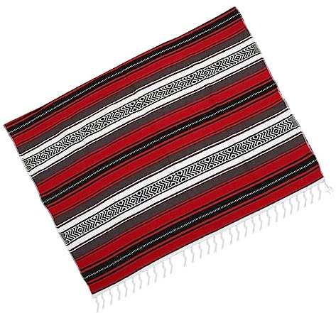 Toddmomy Gewebte Mexikanische Decke in Rot Blended Cape für Yoga Sofa und Auto Dicke Weiche und Farbenfrohe Mischung aus Polyester und Baumwolle für Wohnzimmer Schlafzimmer und Geschenke