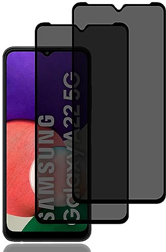 Verre Trempé Anti-Espion pour Samsung Galaxy A22 5G [2 Pièces], Protection D'écran Anti-Espion, Protecteur D'écran de Confidentialité,9H Dureté,Anti-Rayures Film de Protection Écran pour Galaxy A22 5G