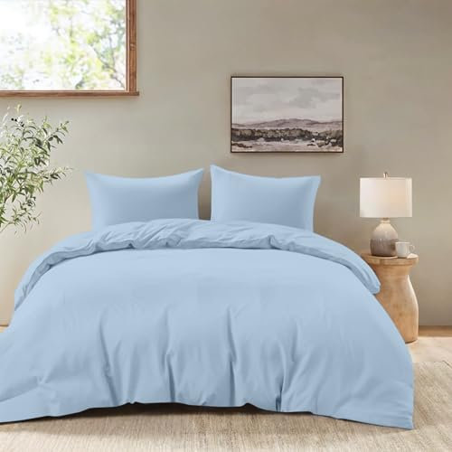 Dreamzie - Bettwäsche Set 240x220 cm mit 2 Kissenbezügen 80x80 cm Blau - Bettbezug 240x220 Erwachsene aus 100% Mikrofaser - Zertifiziert ohne Chemikalien (Oeko TEX)