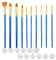 WYAN Lot de 10 Nylon Pinceaux Artiste en Forme d'éventail,Pinceaux Peinture Acrylique,pour Les Peintures Acryliques(avec 12 boîtes vides de 3ml de Peinture)