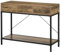 HOMCOM Table Console, Table d'entrée, Bout de canapé, Cadre en Acier au Carbone, Montage Facile, avec 3 tiroirs et 1 Plateau Aspect Bois, Design Industriel, 100 x 35 x 76,5 cm, Marron Clair