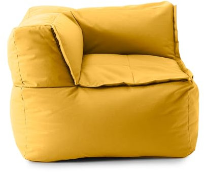 Lumaland Sitzsack-Lounge Modular Eckteil | Waschbare Sitzmöbel für Innenräume & Garten | Indoor & Outdoor Sitz-Garnitur | Wasserfester Ecksessel | Einfach erweiterbar 81x81x70cm [Senfgelb]