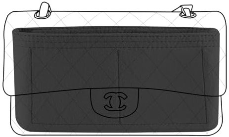 Lckaey Y069black-L Taschen-Organizer für Chanel-Tasche, klassische Klappe, Geldbörseneinsatz – Handtaschen-Filz-Einsatz