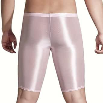 MEGAHERZ Hommes Short Sexy sous-vêtements Transparents Collants pour Hommes Étroits Entraînement Fitness Boxer sous-vêtements (Rose)