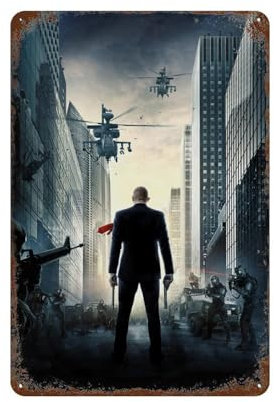 KSOXDAITIP Film-Hitman-Poster, Wanddekoration, Kunst, Metallblech-Poster, moderne Heimdekoration, Kunst, Metallposter, Hausbar, Ladendekorationen, Vintage-Schild, Geschenk, 30 x 20 cm